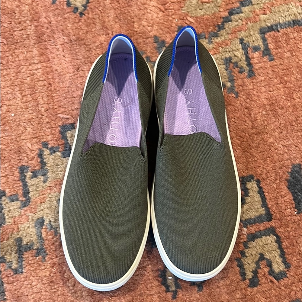 Rothy’s the Original Slip-On Sneakers, Olive with White Soles